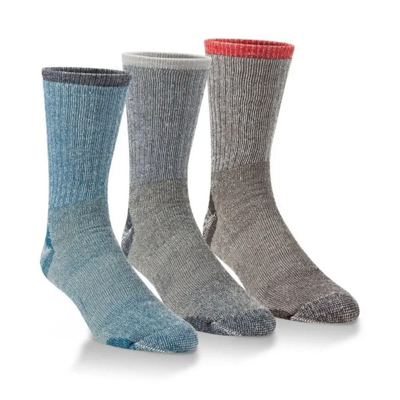 OMNI-WOOL 3-Pack Merino Wool Sz Large Hikers Wicking Arch Support Socks NWT - Picture 2 of 14